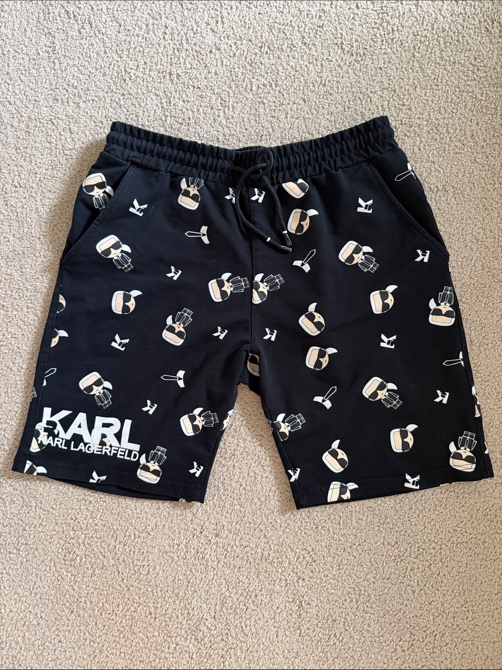 Karl Lagerfeld Black Shorts with Graphic Print